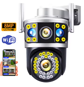 DIFANG Wireless Outdoor Home Security Camera 3 Screen Night Vision Motion Detectio, Two Way Audio, Wifi Cameral 8MP Ultra HD