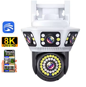 DIFANG 6K Triple Screen Wifi Security Camera Outdoor, Two Way Audio, Color Night Vison